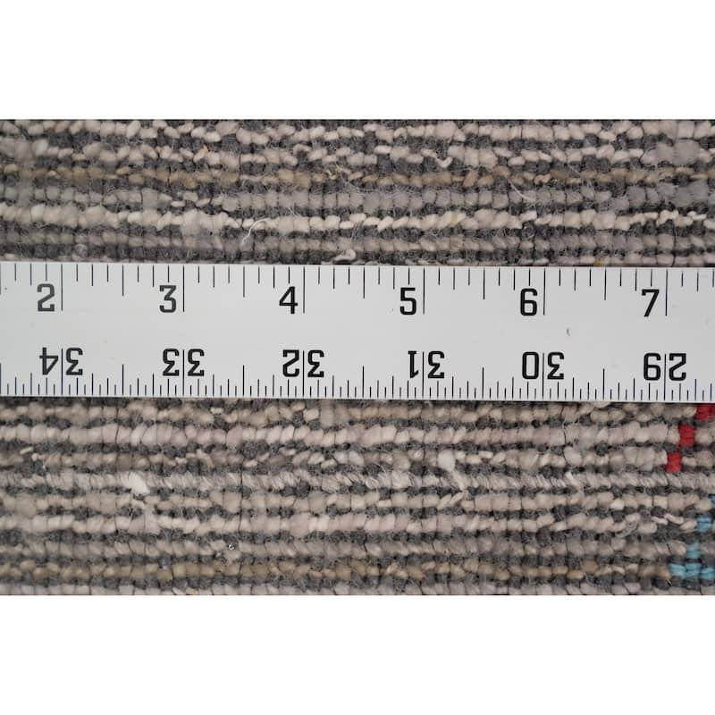 Hand Knotted Oriental Viscose Silk Carpet Tribal Animal Pictorial Greys & Charcoal Gabbeh Area Rug - 5' 9'' X 5' 5''