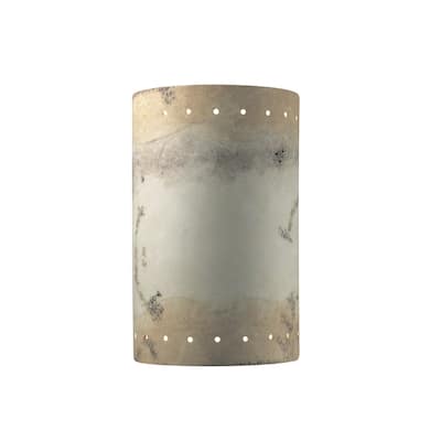 Justice Design Ambiance Greco Travertine Large Cylinder with Perfs Wall Sconce
