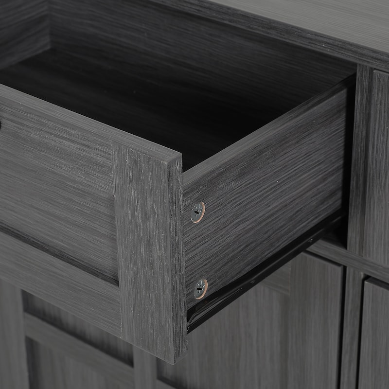 Moasis 58.3" Wide Kitchen Island With Double Tilt Out Trash Can Cabinet