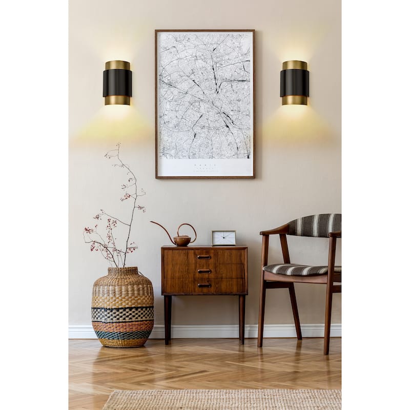Harlech 2 Light Wall Sconce - Bronze + Rubbed Brass
