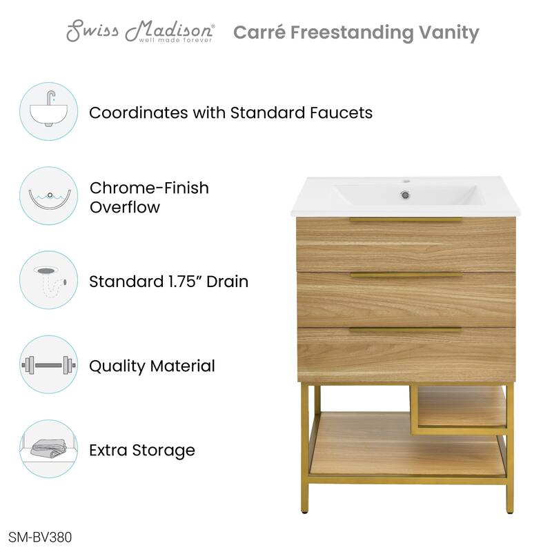 Swiss Madison SM-BV380 Carre 24" Free Standing Single Basin Vanity Set