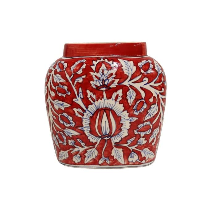 Home&Manor Ceramic Large Red Vase