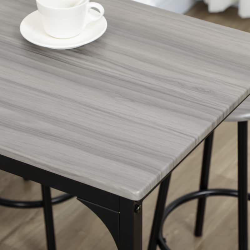 5-Piece Counter Height Bar Table Set, Rustic 43.25" Dining Table with 4 Bar Stools, Dining Room, Gray