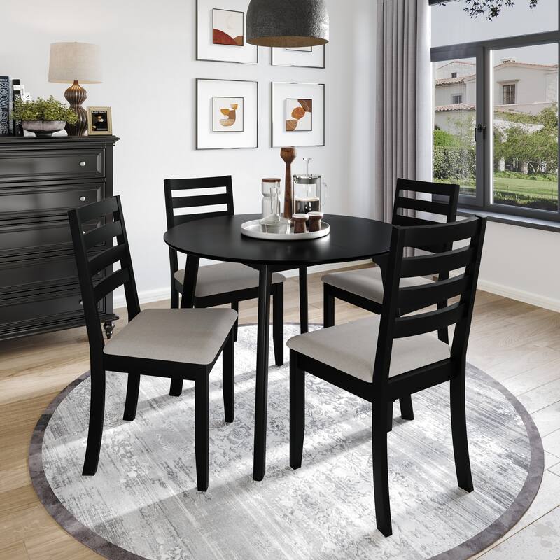 CraftPorch Timeless 4-Piece Chair and Round Table Wooden Dining Set