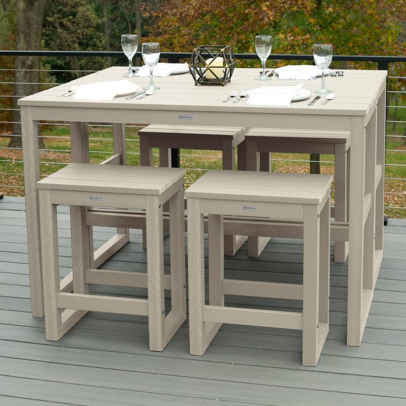 HIGHWOOD Monroe Modern Counter Height Balcony Stool/Table 6-Piece Set