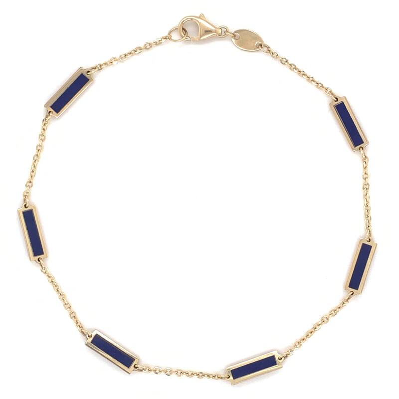 Joelle Collection Lapis Stackable Bar Bracelet - 14K Gold Lapis Bracelet