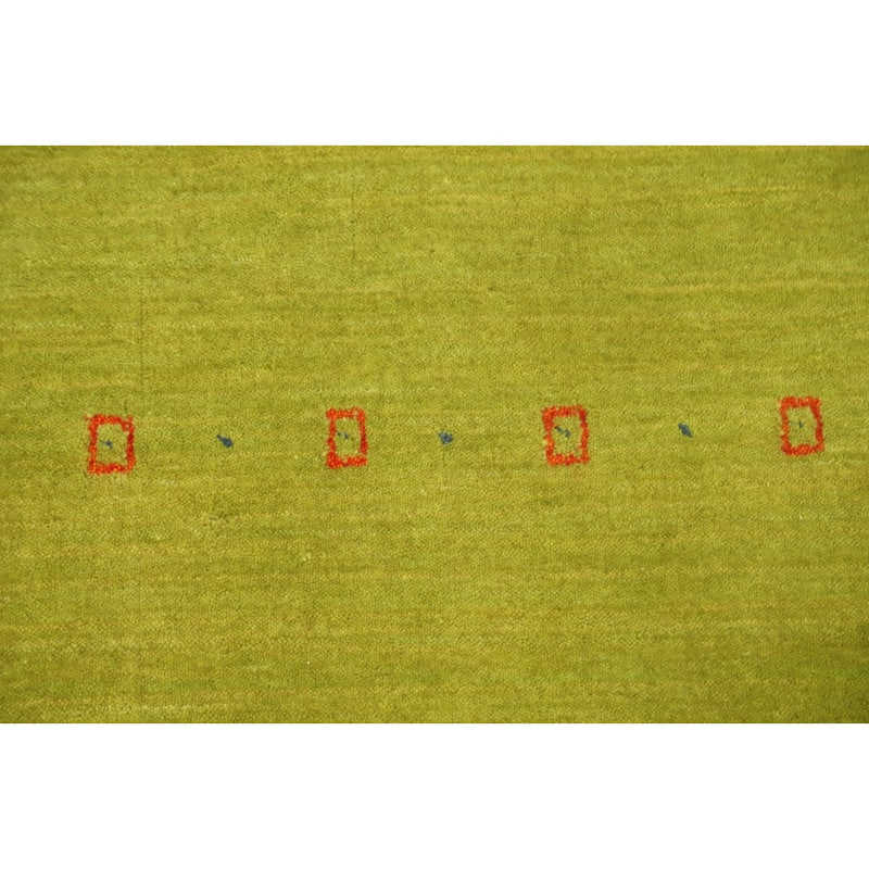 Hand Knotted Oriental 100% Wool Carpet Tribal Animal Pictorial Green Gabbeh Area Rug - 3' 9'' X 2' 0''