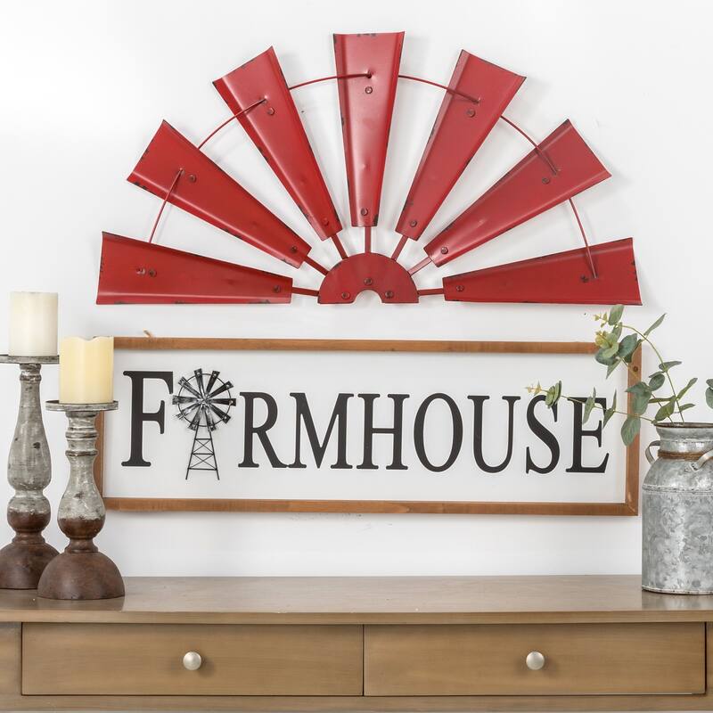 Glitzhome Farmhouse Rustic Wind Spinner Wall Decor