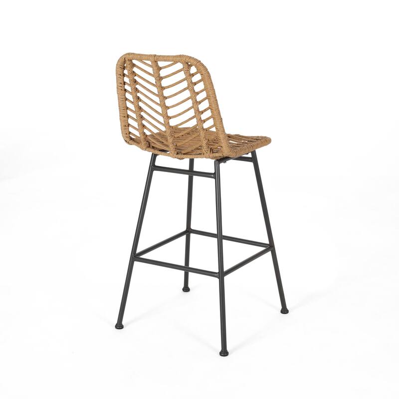 Sawtelle Outdoor Wicker Barstools (Set of 2) by Christopher Knight Home