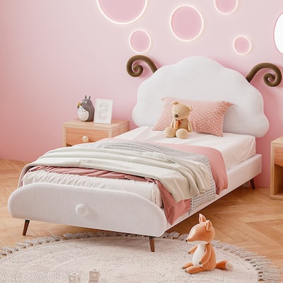 Platform Bed with Sheep-Shaped Headboard