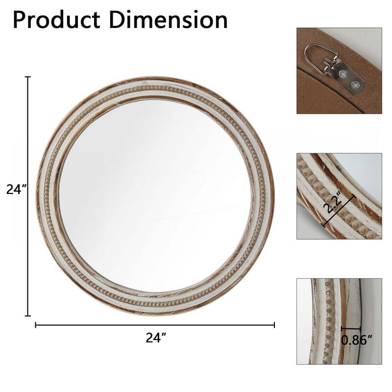 23.62 inches Wood Round Decorative Mirrors