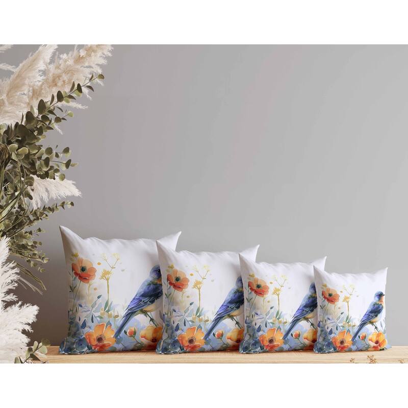 Tranquil Thicket Indoor/Outdoor Reversible Throw Pillow Blue and Orange