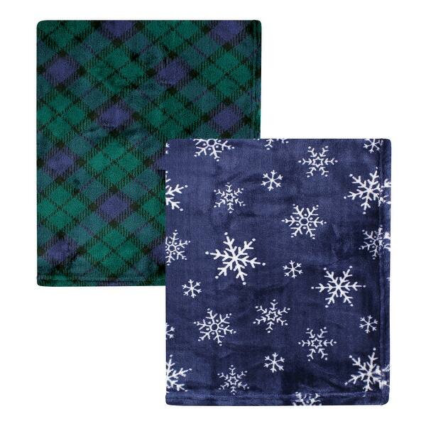 slide 1 of 1, Hudson Baby Unisex Baby Silky Plush and Coral Fleece Blanket, Black Watch Plaid, 30x36 inches - Black Watch Plaid - 30x36 inches 30x36 inches - Black Watch Plaid