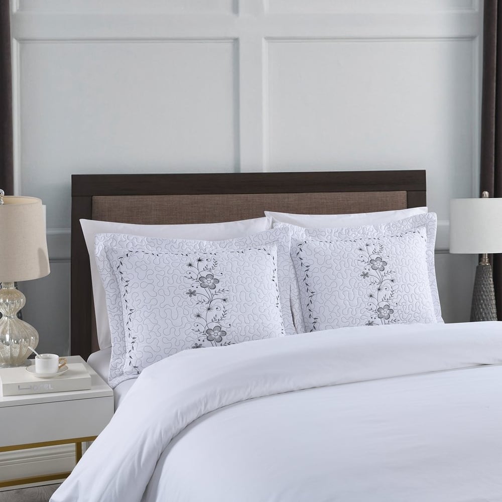 MarCielo 2 Pack Pillow Shams Throw Pillow Covers Euro Sham Embroidery