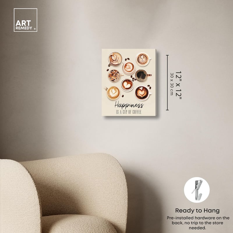 68945 Coffee Cup Collection Canvas by Art Remedy, Gallery Wrapped