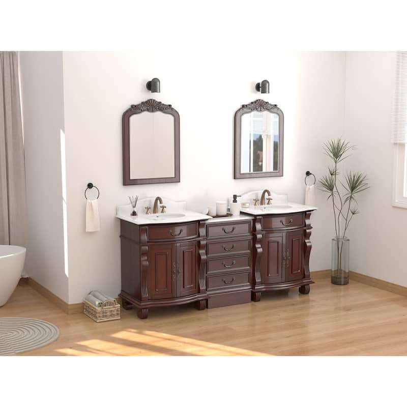 30 Inch Traditional Style Solid Wood Single Sink Bathroom Vanity With Stone top