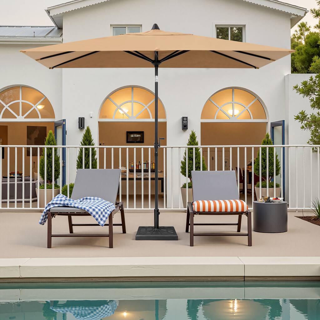 Crestlive Products 9 x 5 FT Patio Outdoor Rectangular Market Umbrella with Base