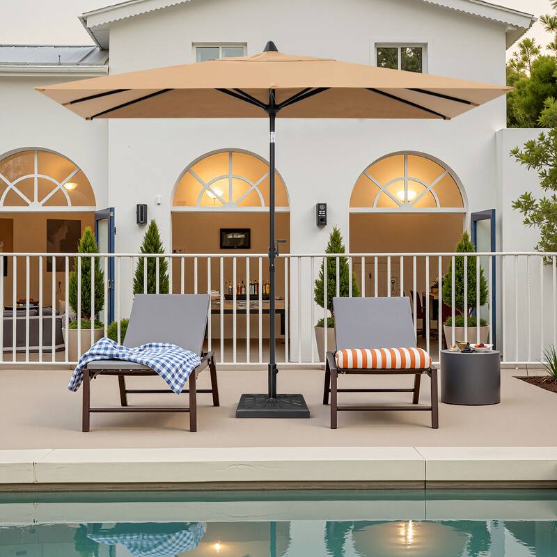 Crestlive Products 9 x 5 FT Patio Outdoor Rectangular Market Umbrella with Base