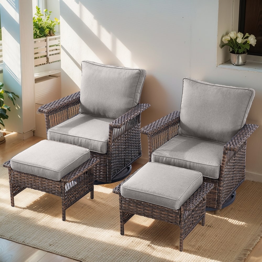 Gymojoy Patio Swivel Chair Ottoman set of 4