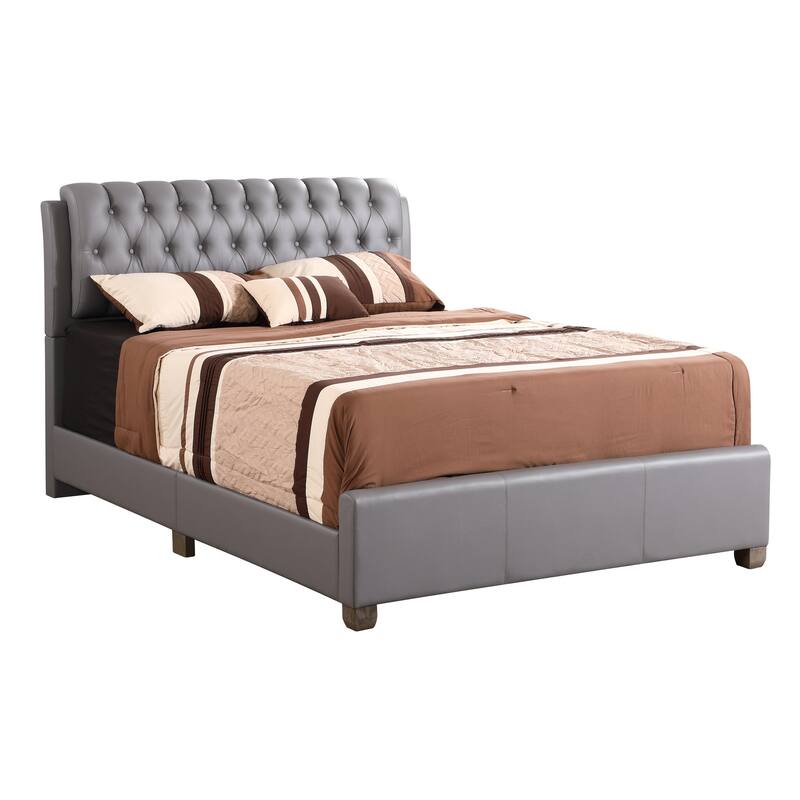 Stylish Full Bed in Light Grey Finish