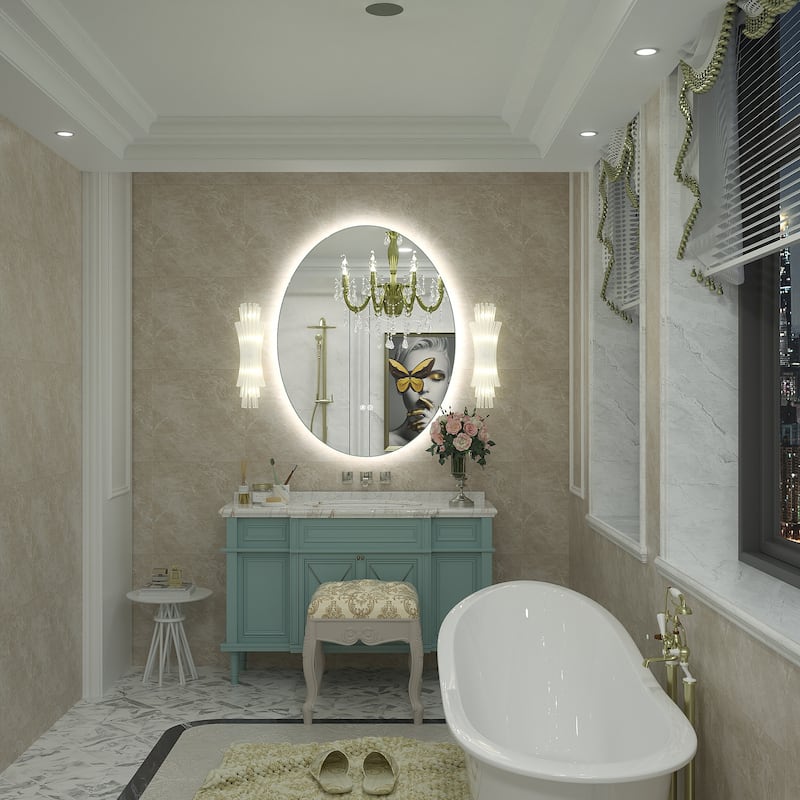 UL Certified Multiple shapes Frameless Anti-Fog 3 Colors Dimmable LED Backlit Wall Bathroom Vanity Mirror