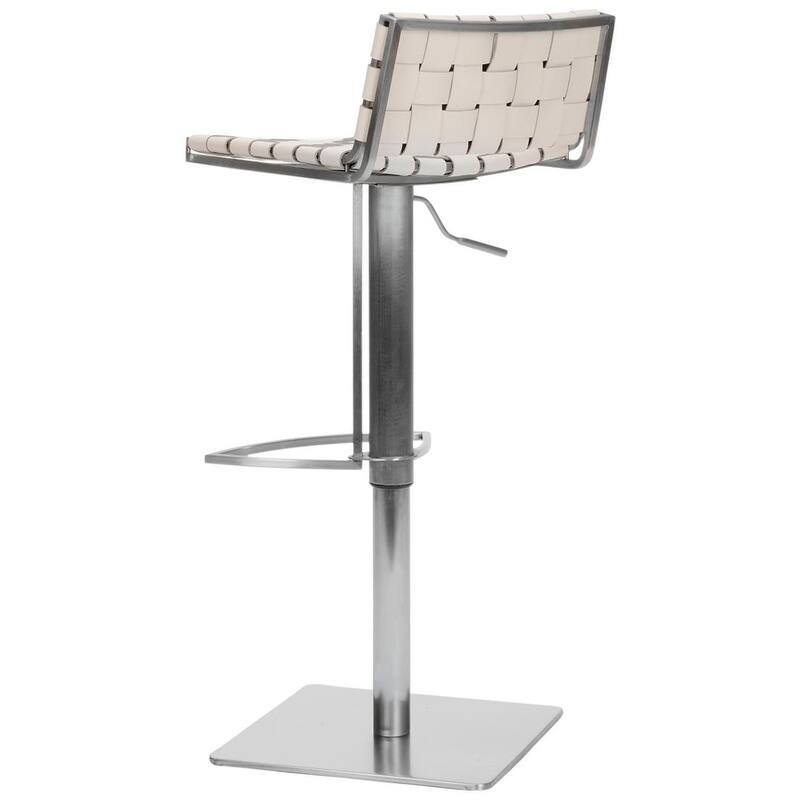 SAFAVIEH Herlinda 21.7-30.7-inch White Leather Seat Stainless-Steel Adjustable Bar Stool - 18.5" x 15.4" x 29.5" - 19Wx15Dx30H