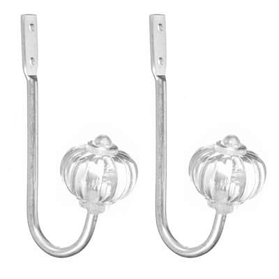 Wall Hooks, 2Pcs - Zinc Alloy Single Prong Acrylic Curtain Holdbacks