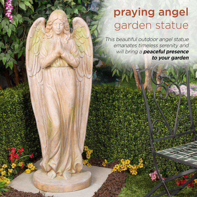 Old World Praying Angel Statue with Mossy Finish