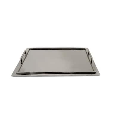 Stainless Glossy Textured Design Steel Serving Tray with Handles (3 Sizes)