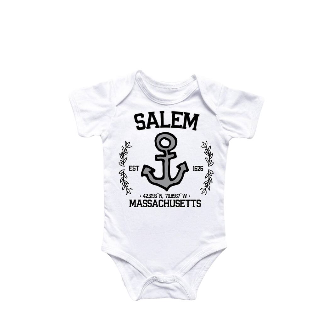 Salem Massachusetts Nautical - Baby Boy Girl Clothes Infant Bodysuit Funny Cute Newborn