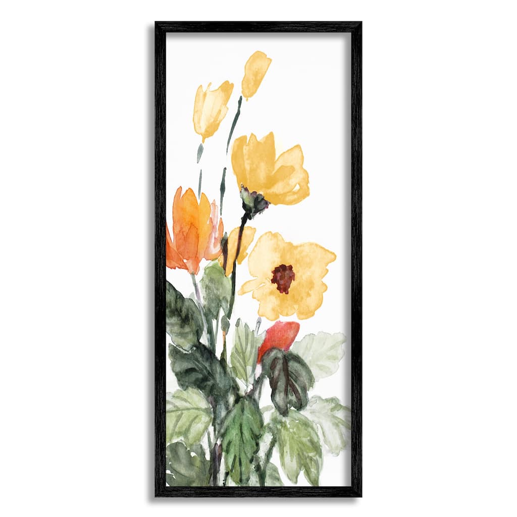 Stupell Yellow Abstract Poppies Framed Giclee Art Design by Lanie Loreth