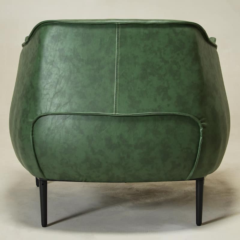KINWELL 33" Wide Faux Vegan Leather Upholstery Barrel Accent Chair