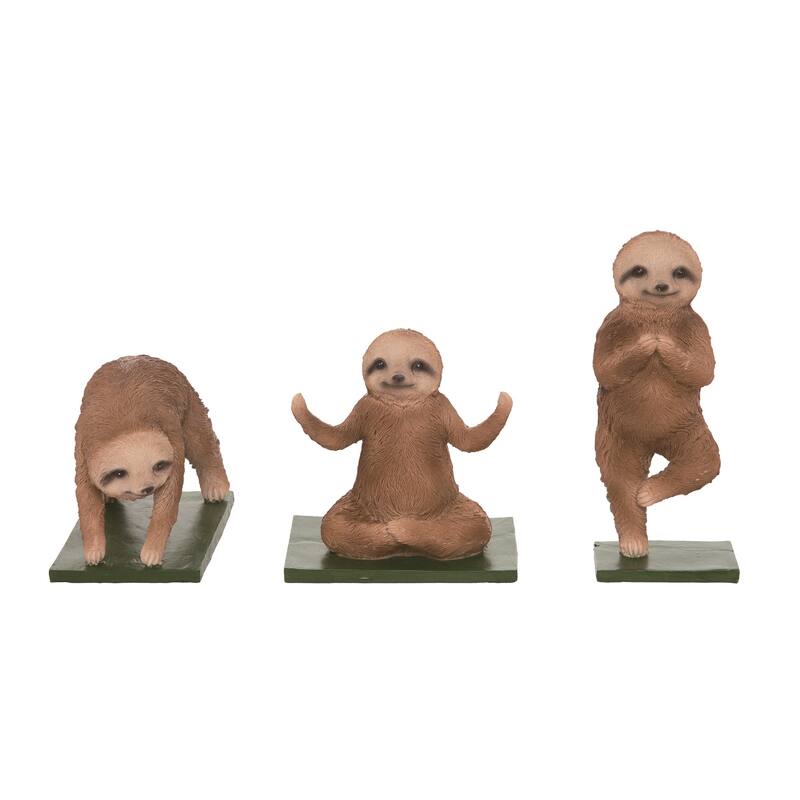 Transpac Resin Yoga Sloth Figurine Set of 3 Spring Home Decorations