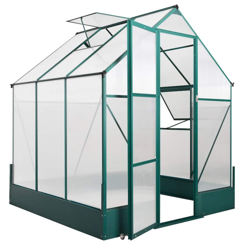 Outsunny Walk-in Plant Greenhouse for Backyard/Outdoor Use with Temperature Controlled Window, Aluminum Frame, PC Board