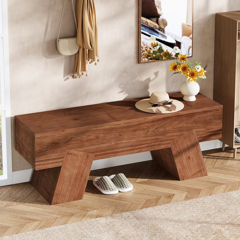 47-Inch Solid Wood Shoe Bench for Entryway