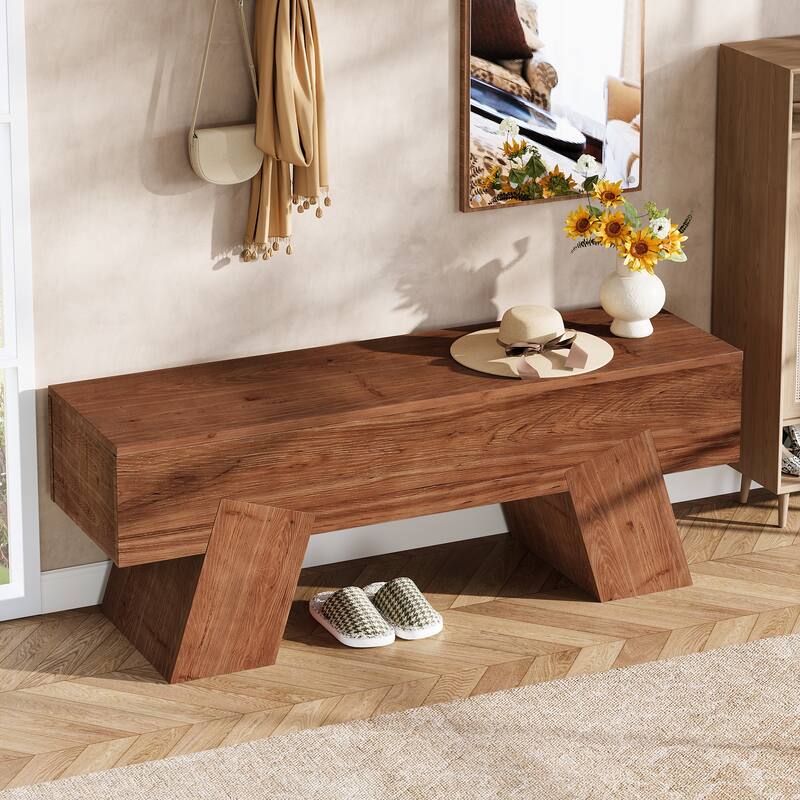 Solid Wood Shoe Bench with Sturdy Legs