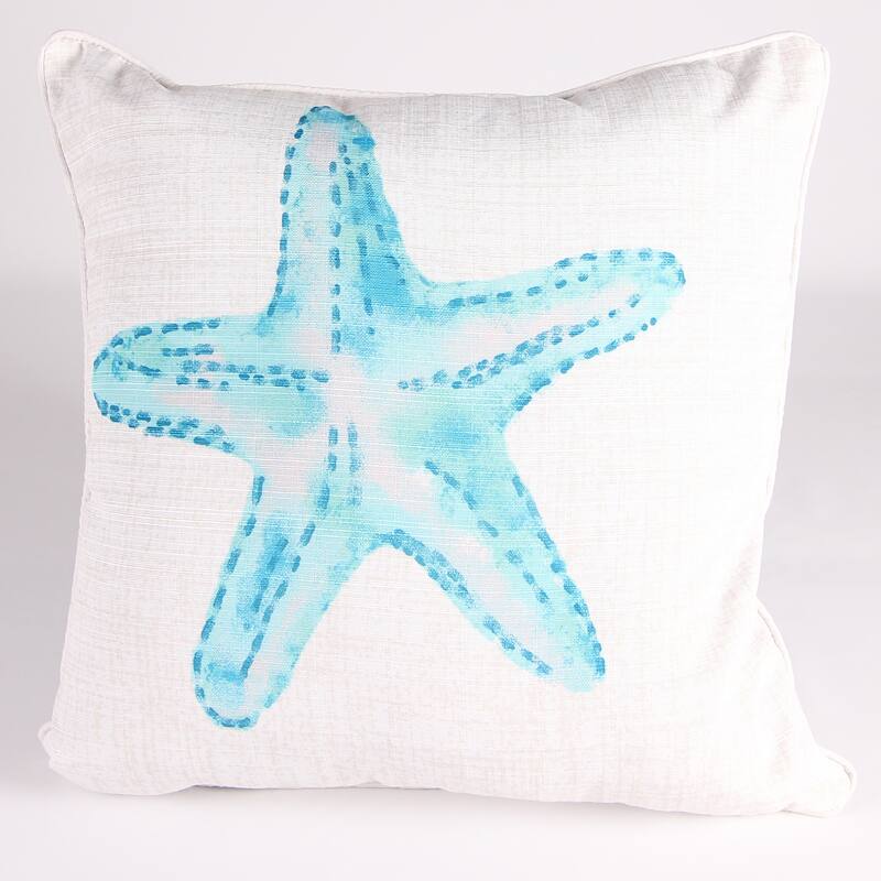 18" x 18" Nautical Indoor Throw Pillow with Welt - Starfish Turquoise