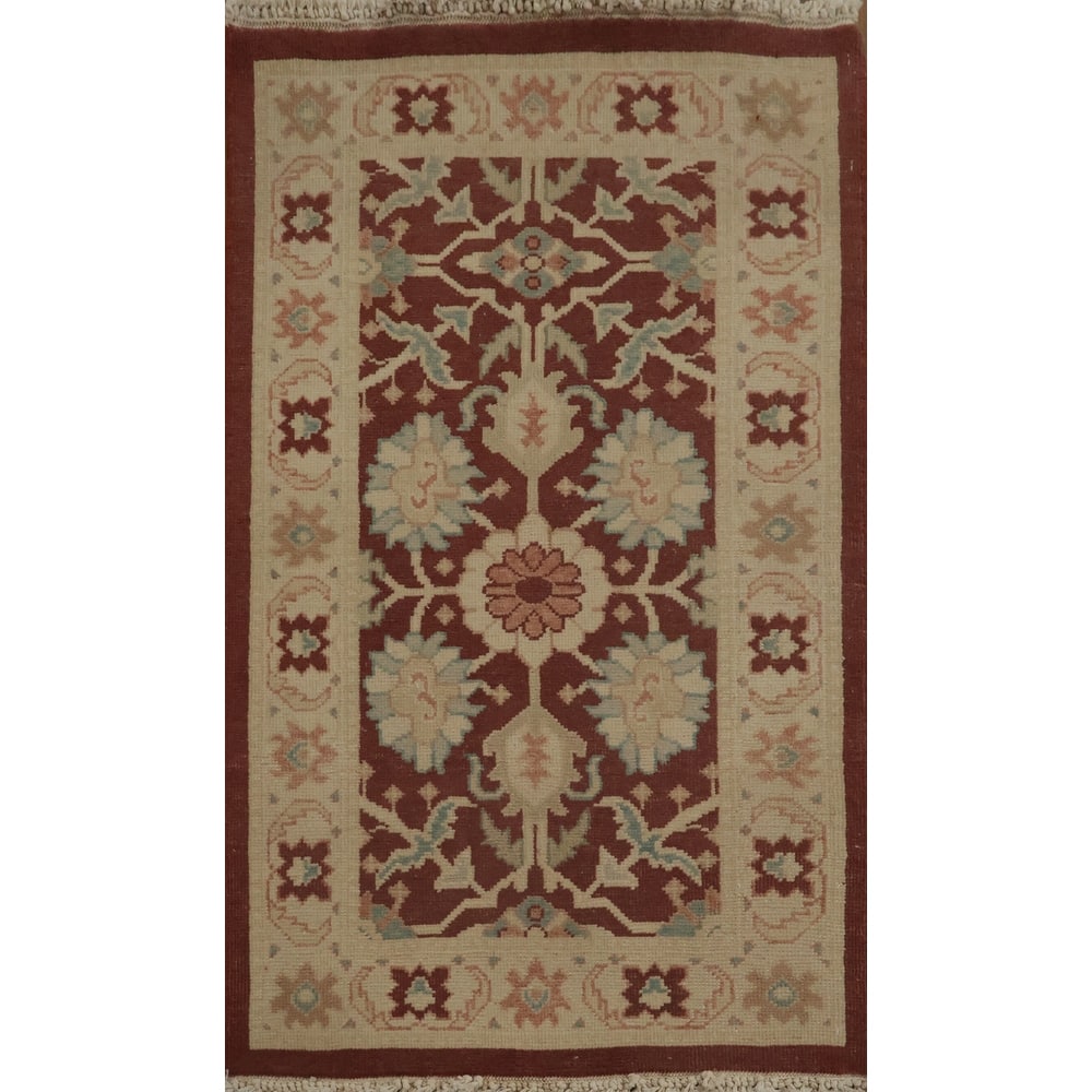 Hand Knotted Oriental 100% Wool Carpet Traditional All-Over Oranges & Rust Ziegler Area Rug - 3' 2'' X 2' 0''