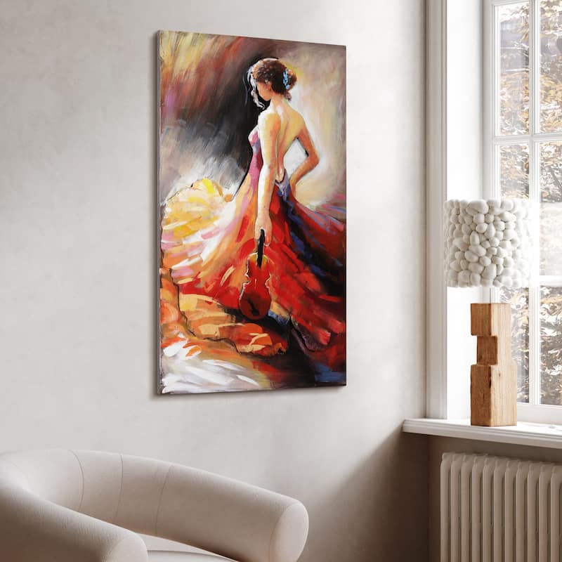 "Flamenco" Women in Beautiful Dress Mixed Media Iron Hand Painted Dimensional Wall Art
