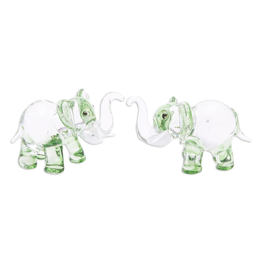 Novica Handmade The Green Giants Handblown Glass Figurines (Pair)