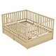 preview thumbnail 22 of 25, Full Size Wood Daybed with Fence Guardrails and 2 Drawers Split into Independent Floor Bed and Daybed, Gray