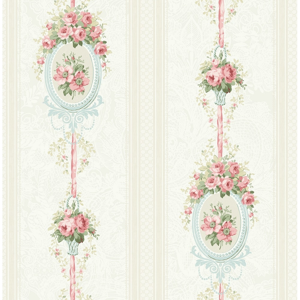 Seabrook Designs Yvette Cameo Stripe Unpasted Wallpaper