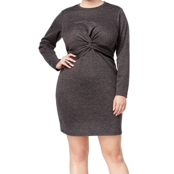 Whitespace Gray Heather Women's Size 1X Plus Twist Sheath Dress