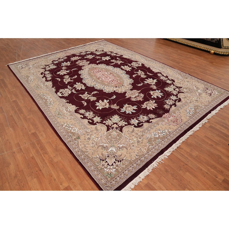 Victorian Style Tabriz Turkish Area Rug Machine-Made Carpet - 9'8" x 13'1"