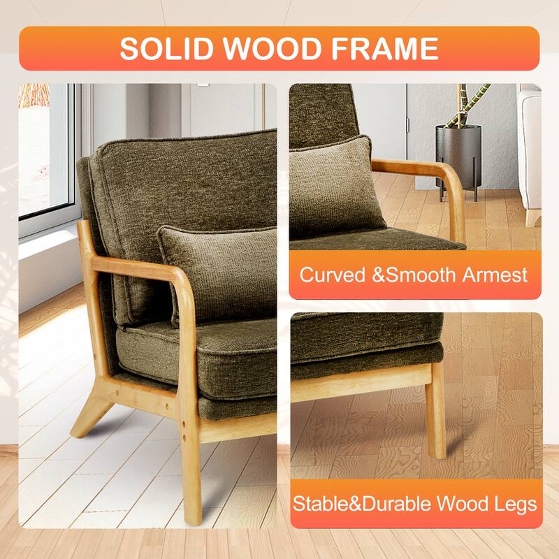 Mid Century Modern Accent Chair with Lumbar Pillow