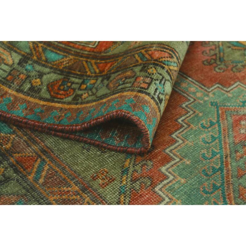 Fine Vintage Distressed Alvina Rust/Brown Runner - 3'4" x 10'9"