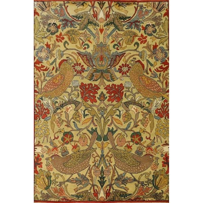 Hand Knotted Oriental 100% Wool Carpet Traditional All-Over Yellow & Gold Ziegler Area Rug - 9' 11'' X 8' 0''