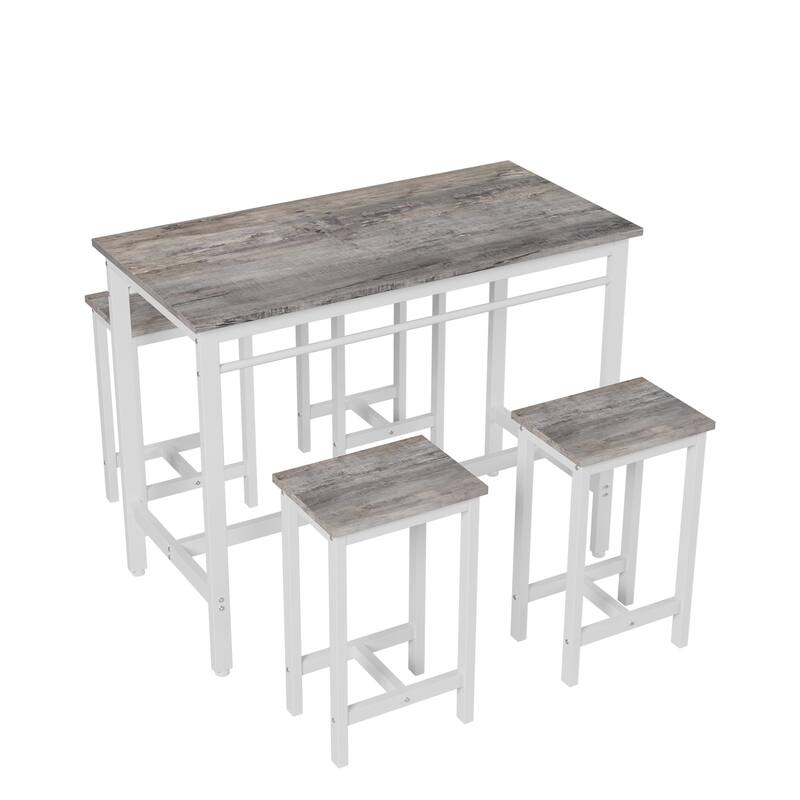 5-Piece Modern Kitchen Table with Four Bar Stools Bar Table Set 5Pc
