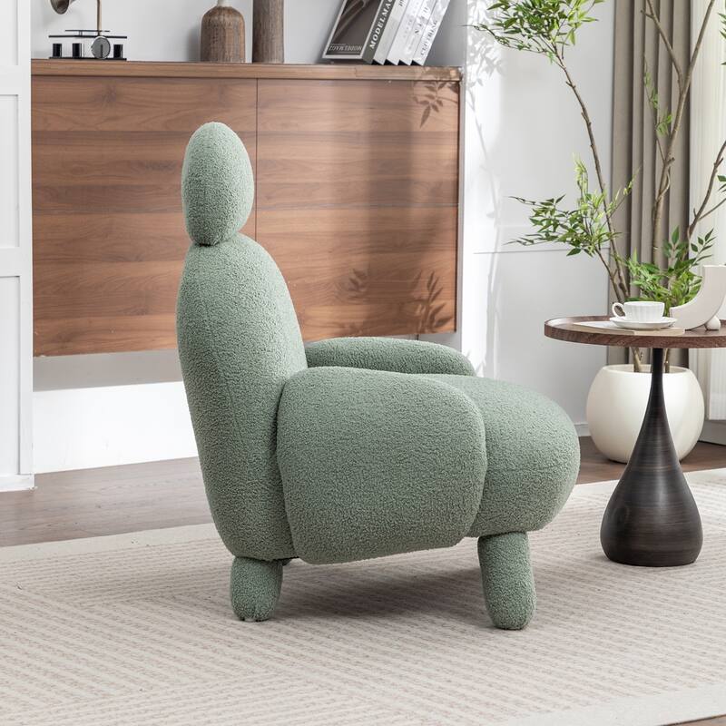 SEYNAR Modern Faux Sherpa Upolstered High Back Armless Accent Chair