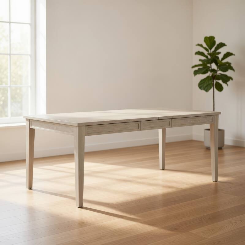 Rozie 72-90 Inch Extendable Dining Table, Farmhouse Light Oak Brown